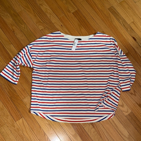 Striped Crewneck Women’s Top in Red, Blue & White - Picture 2 of 5